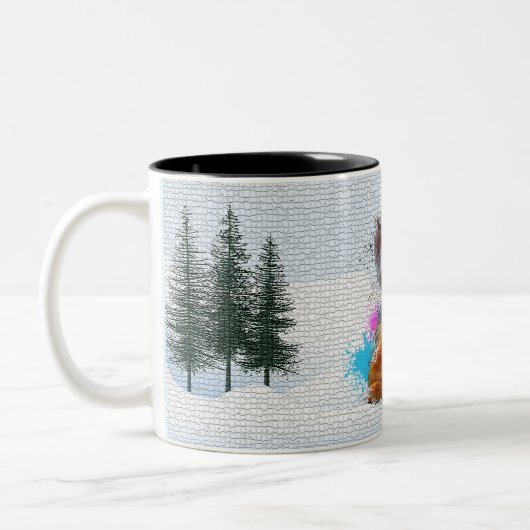 Tasse 2 Couleurs Drôle, mignon Yorkie Chien Noël (Gauche)