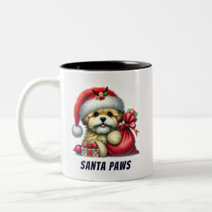 Tasse 2 Couleurs Drôle Père Noël Paws mignonne Bichon Chien