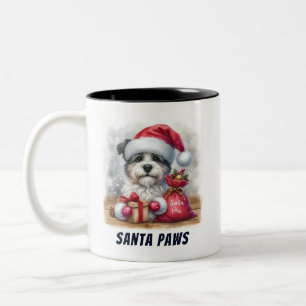 Tasse 2 Couleurs Drôle Père Noël Pws mignon chien