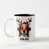 Tasse 2 Couleurs Drôle Père Noël Rein Dog Nez rouge (Gauche)