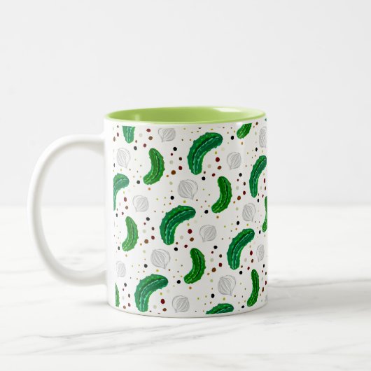 Tasse 2 Couleurs Drôle Pickles Gherkins et Motif d'oignon pilé (Gauche)