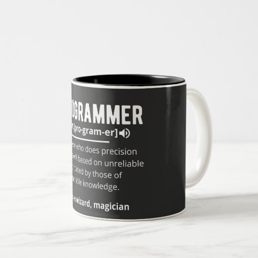 Tasse 2 Couleurs Drôle Programmer Code Développeur Définition (Devant droit)