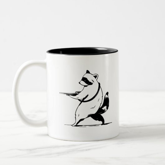 Tasse 2 Couleurs Drôle Raccoon Shooter (Gauche)