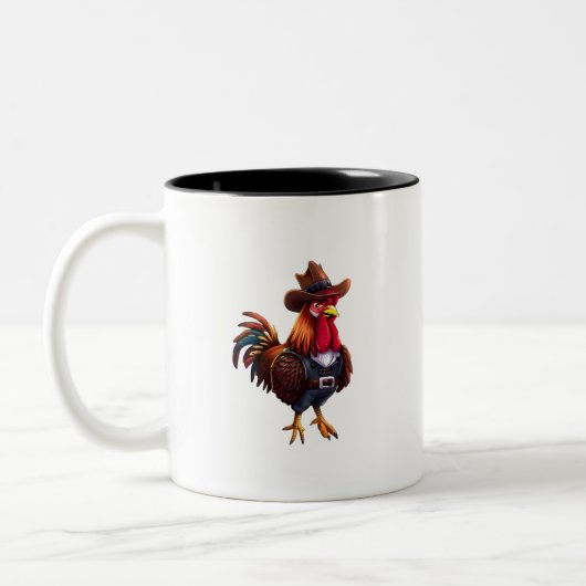 Tasse 2 Couleurs Drôle Rooster Dessin Illustration Art (Gauche)