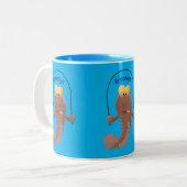 Tasse 2 Couleurs Drôle sauter boudskipper poisson dessin animé (Devant gauche)