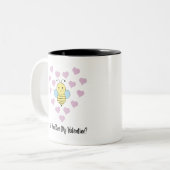 Tasse 2 Couleurs Drôle Serez-Vous Ma Valentine ? (Devant gauche)