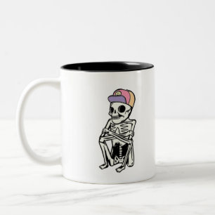 Tasse 2 Couleurs Drôle Skeleton en attente