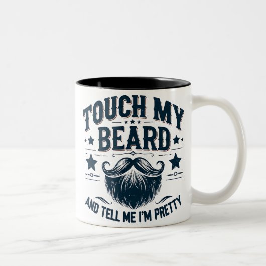 Tasse 2 Couleurs Drôle Toucher Ma Barbe (Droit)