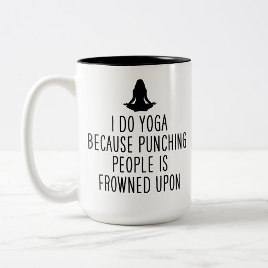 Tasse 2 Couleurs Drôle Yoga Enseignant Cadeau Je fais Yoga Parce qu (Gauche)