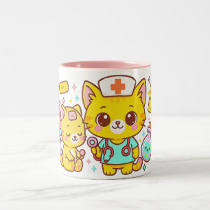 Tasse 2 Couleurs Duo de chat infirmière Kawaii