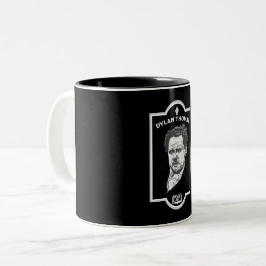 Tasse 2 Couleurs Dylan Thomas Welsh Poet (Devant gauche)
