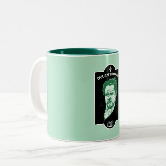 Tasse 2 Couleurs Dylan Thomas Welsh Poet (Devant gauche)