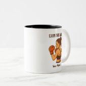 Tasse 2 Couleurs Earn The Win Boxing Girl Personalized Name (Devant droit)
