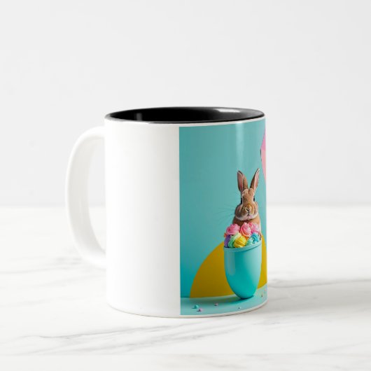 Tasse 2 Couleurs easter egg bunny (Devant gauche)