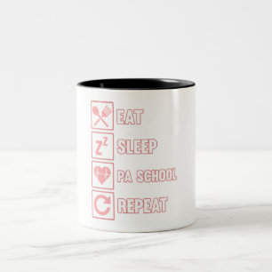 Tasse 2 Couleurs Eat Sleep PA Médecin de l'école Assistant Médic