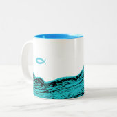 Tasse 2 Couleurs Eaux ondulées Jésus Poisson (Devant gauche)