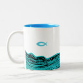 Tasse 2 Couleurs Eaux ondulées Jésus Poisson (Gauche)