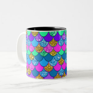 Tasse 2 Couleurs Écailles de sirène multicolores pailletées