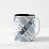 Tasse 2 Couleurs Écharpe Bleue à Carreaux Flocon de Neige de Noël I (Devant droit)