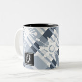 Tasse 2 Couleurs Écharpe Bleue à Carreaux Flocon de Neige de Noël I (Devant gauche)