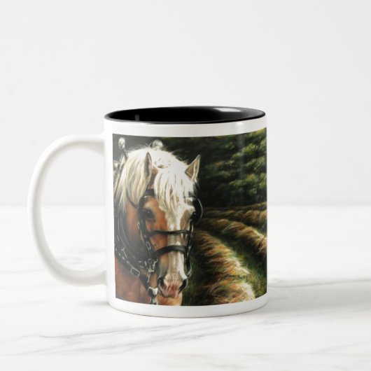 Tasse 2 Couleurs Écharpe de cheval faisant du foin (Gauche)