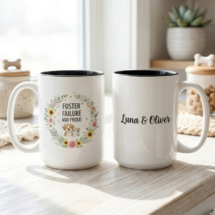 Tasse 2 Couleurs Échec d'adoption et Couronne florale de chiots et 