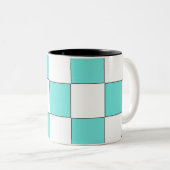 Tasse 2 Couleurs Échecboard Cyan Vert (Devant droit)