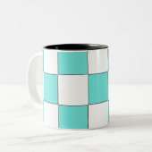 Tasse 2 Couleurs Échecboard Cyan Vert (Devant gauche)