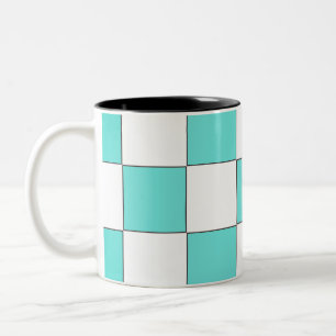 Tasse 2 Couleurs Échecboard Cyan Vert