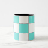 Tasse 2 Couleurs Échecboard Cyan Vert (Centre)