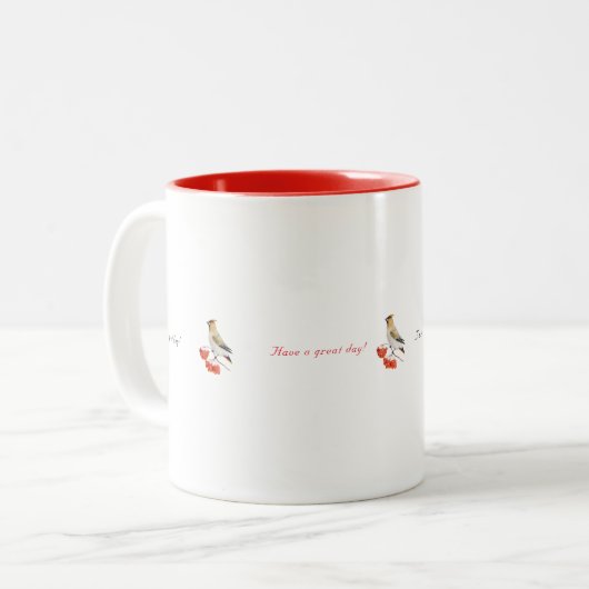 Tasse 2 Couleurs Écirage d'oiseaux de la forêt d'aquarelle (Devant gauche)