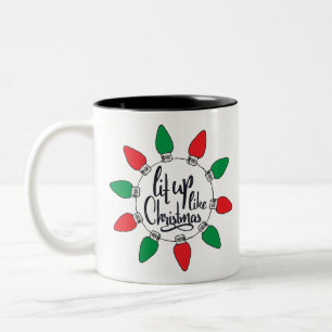 Tasse 2 Couleurs Éclairage comme Noël Art Citations de Noël Graphiq
