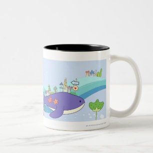 Tasse 2 Couleurs École des poissons nageant dans la ville