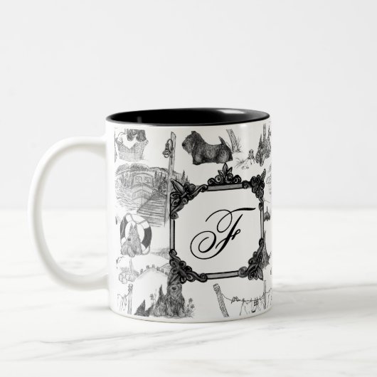 Tasse 2 Couleurs ÉCOSSE Terrier Toile noire avec Monogramme (Gauche)