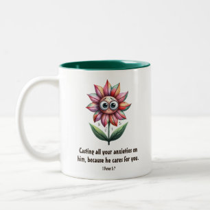 Tasse 2 Couleurs Écriture chrétienne Anxiété mignon Flower