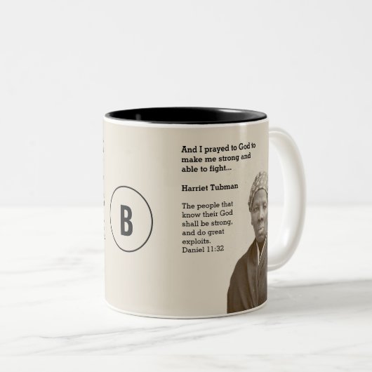 Tasse 2 Couleurs Écriture personnalisée Monogramme HARRIET TUBMAN C (Devant droit)