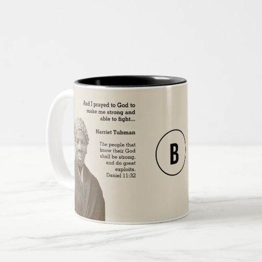 Tasse 2 Couleurs Écriture personnalisée Monogramme HARRIET TUBMAN C (Devant gauche)
