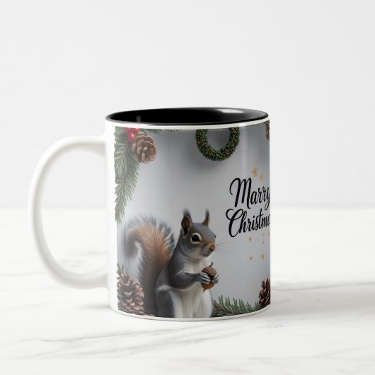 Tasse 2 Couleurs Écureuil de Noël à deux tons (Gauche)