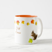 Tasse 2 Couleurs Écureuil et feuilles d'automne (Devant droit)
