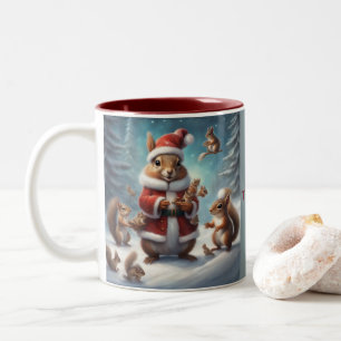 Tasse 2 Couleurs Écureuil Santa fantaisiste et bébés écureuils