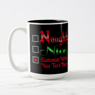 Tasse 2 Couleurs Édition Texte Personnalisé Naughty Ou Nice