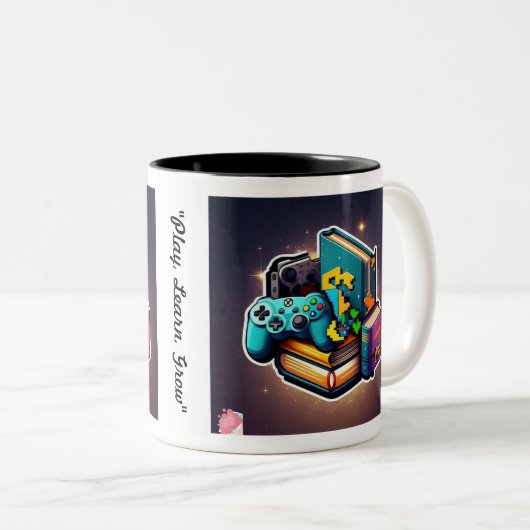 Tasse 2 Couleurs "Éduquer, engager, divertir" (Devant droit)