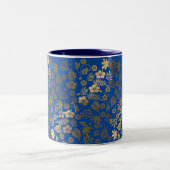 Tasse 2 Couleurs Effet floral bleu or (Centre)