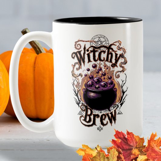 Tasse 2 Couleurs Éffrayant Black Cauldron Halloween sorcières brass