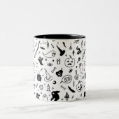 Tasse 2 Couleurs éffrayant doodé de fête d'halloween effrayant (Centre)
