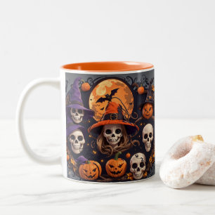 Tasse 2 Couleurs Éffrayant Halloween Boo Bat Citrouille de crâne so