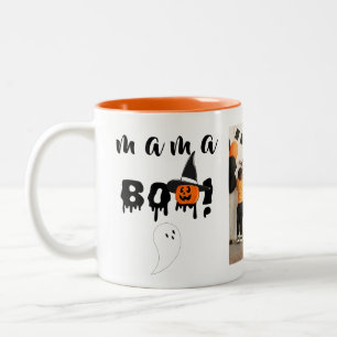 Tasse 2 Couleurs Éffrayant Mama Boo Orange Halloween Photo de famil