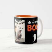 Tasse 2 Couleurs Éffrayant Mama Boo Orange Halloween Photo de famil (Devant droit)
