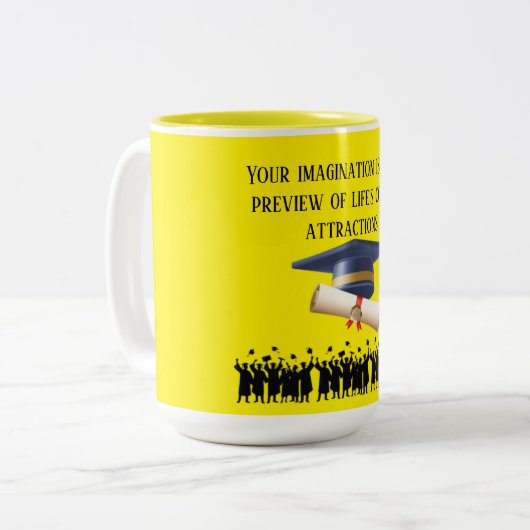 Tasse 2 Couleurs Einstein's graduation motto yellow (Devant gauche)