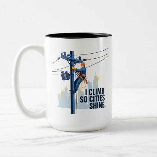 Tasse 2 Couleurs Electrical Lineman Cityscape Appreciation Gift (Gauche)